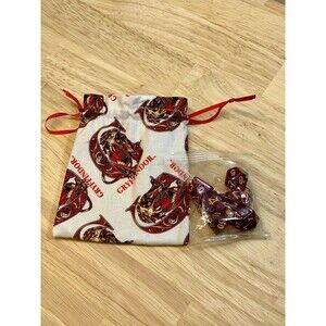 Dice Bag + Matching Dice Set – Handmade Gift for RPG Players - Gryffindor